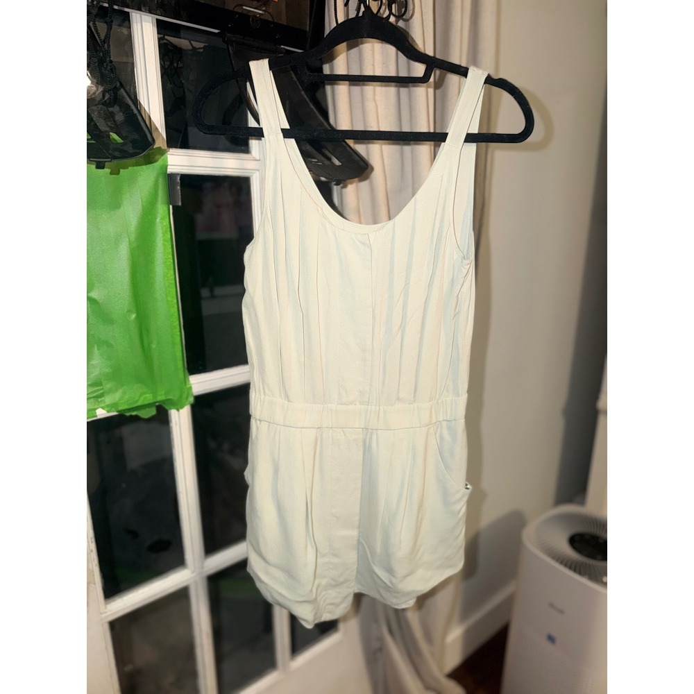 Ever Silk Romper Women Size S Green Good Pleated Snap Front Pockets